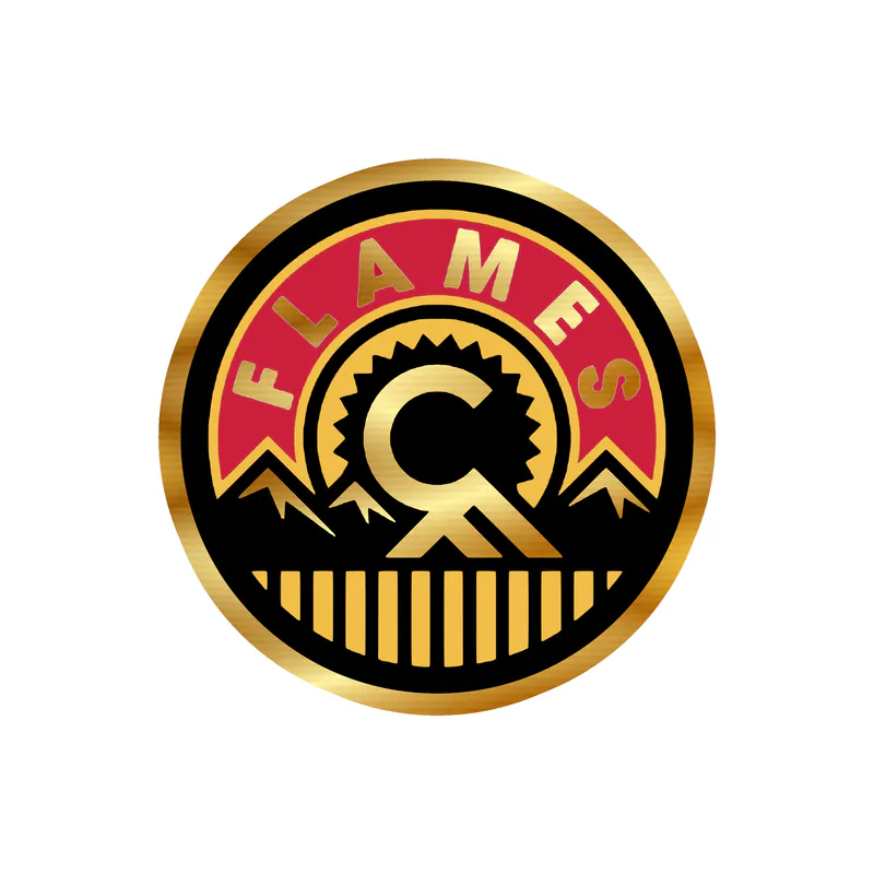 Calgary Flames - Circle With C In Middle - Gold Chrome Vinyl Sticker - Custom Size