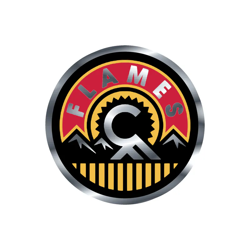 Calgary Flames - Circle With C In Middle - Silver Chrome Vinyl Sticker - Custom Size