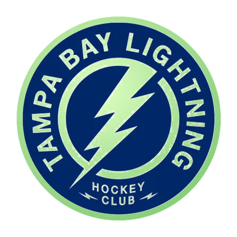 Tampa Bay Lightning - Blue Circle With Name - Glow in the Dark Vinyl Sticker - Custom Size
