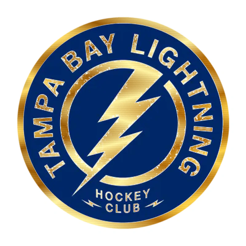 Tampa Bay Lightning - Blue Circle With Name - Gold Chrome Vinyl Sticker - Custom Size
