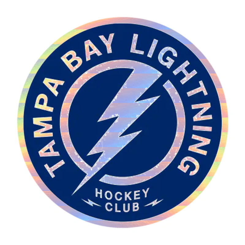 Tampa Bay Lightning - Blue Circle With Name - Holographic Vinyl Sticker - Custom Size
