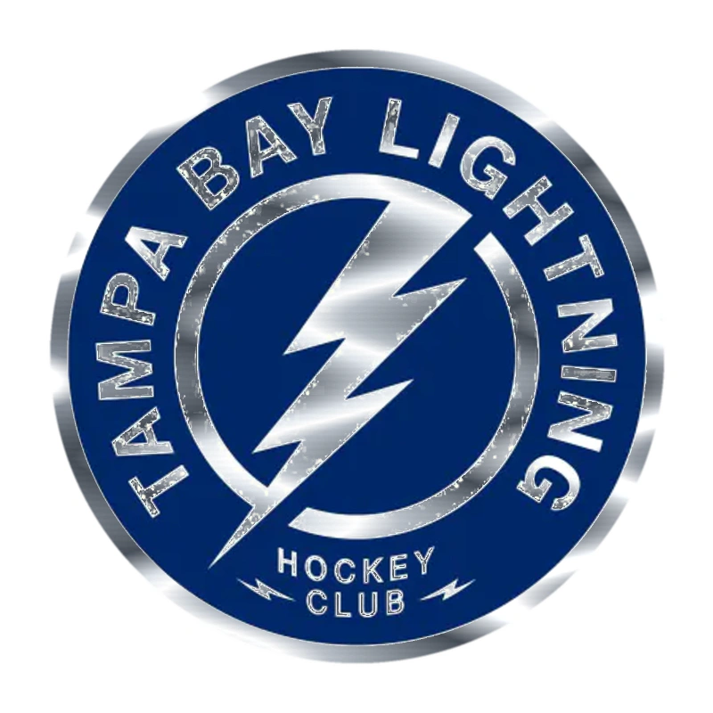 Tampa Bay Lightning - Blue Circle With Name - Silver Chrome Vinyl Sticker - Custom Size