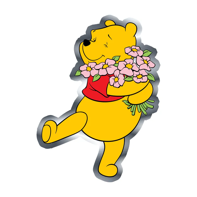 Winnie The Pooh - Silver Chrome Vinyl Sticker - Custom Size