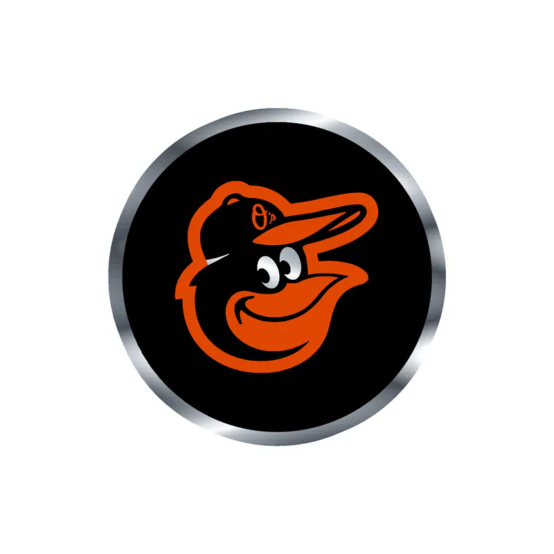 Baltimore Orioles - Black Circle Cartoon Bird - Silver Chrome Vinyl Sticker - Custom Size