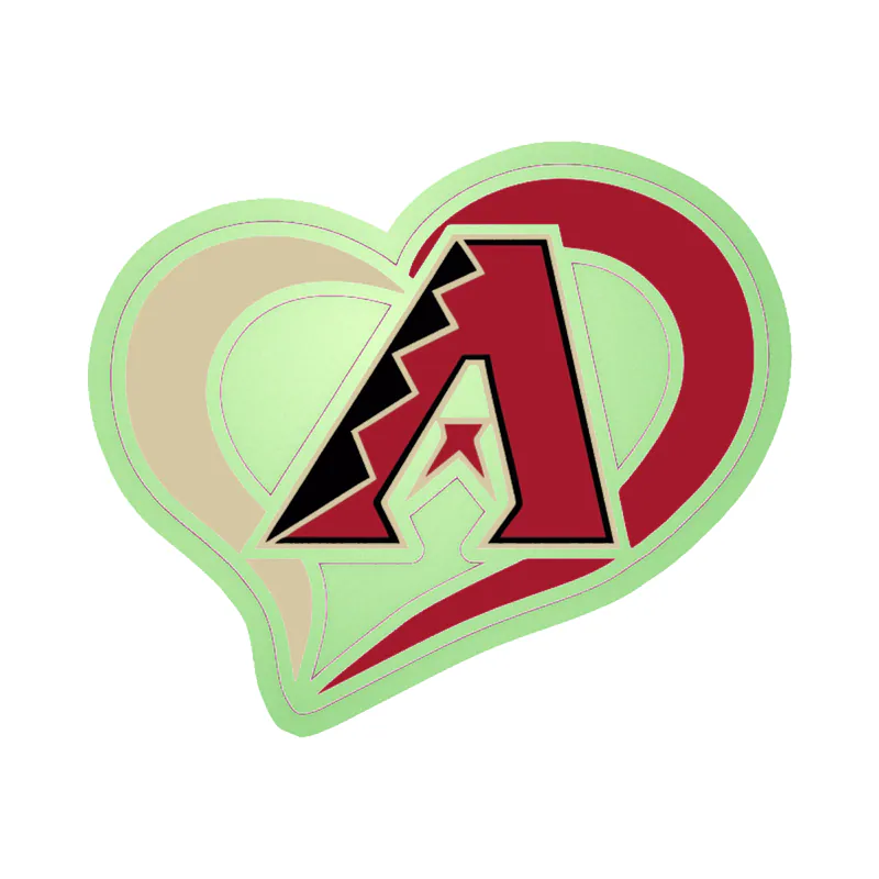 Arizona Diamondbacks - A With Heart - Glow in the Dark Vinyl Sticker - Custom Size