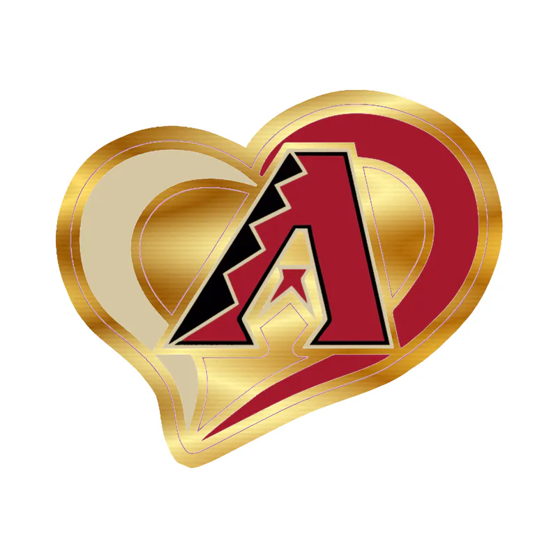 Arizona Diamondbacks - A With Heart - Gold Chrome Vinyl Sticker - Custom Size