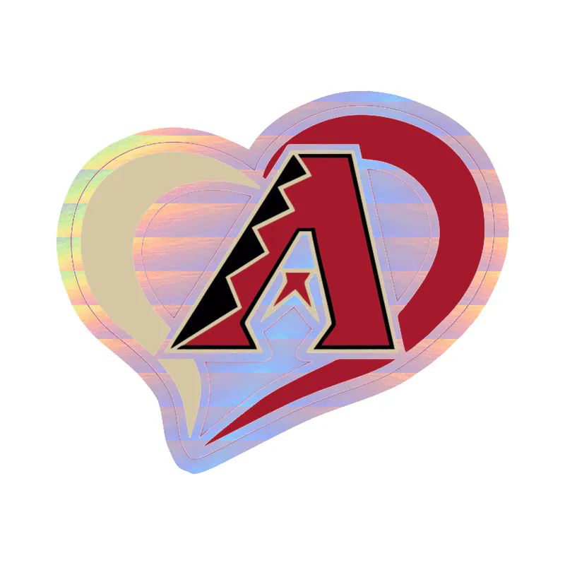 Arizona Diamondbacks - A With Heart - Holographic Vinyl Sticker - Custom Size