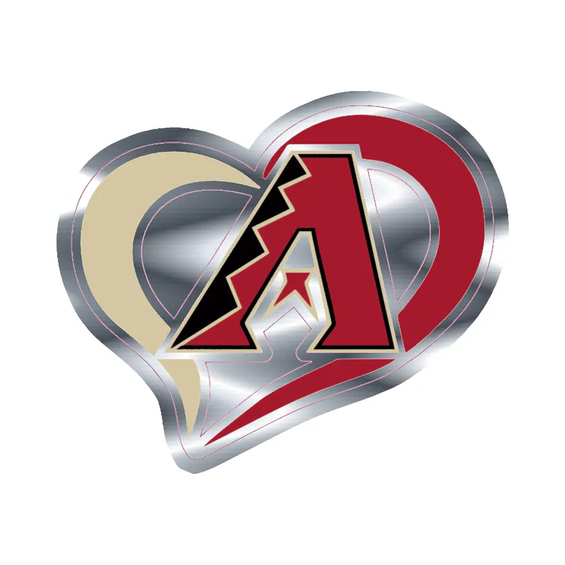Arizona Diamondbacks - A With Heart - Silver Chrome Vinyl Sticker - Custom Size