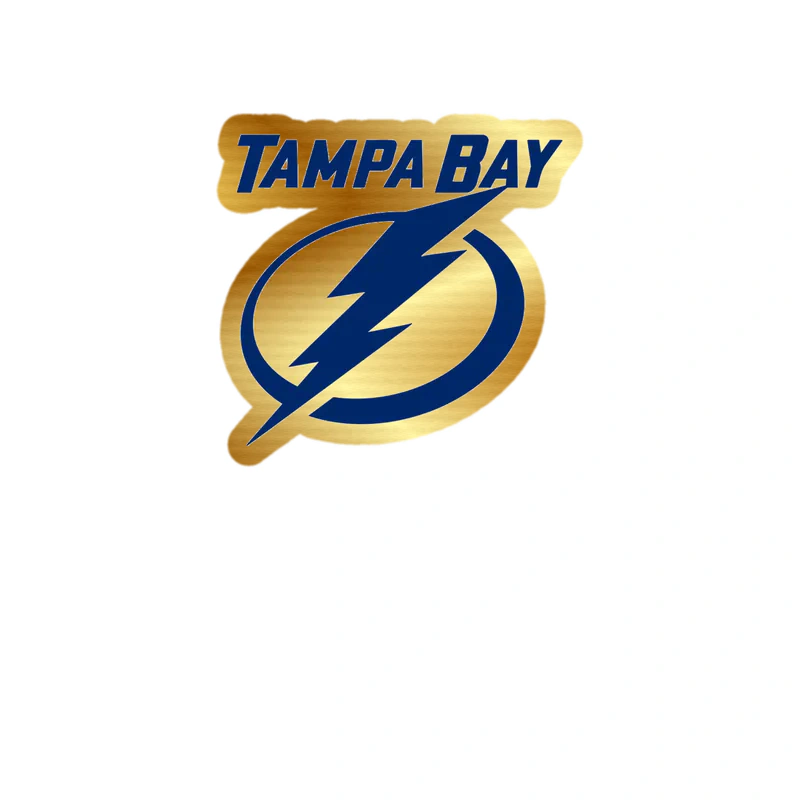 Tampa Bay Lightning - Lighting Bolt Oval With Name - Gold Chrome Vinyl Sticker - Custom Size