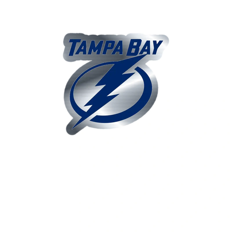 Tampa Bay Lightning - Lighting Bolt Oval With Name - Silver Chrome Vinyl Sticker - Custom Size