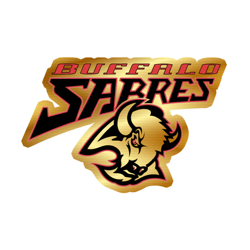 Buffalo Sabres - Retro Buffalo With Name - Gold Chrome Vinyl Sticker - Custom Size