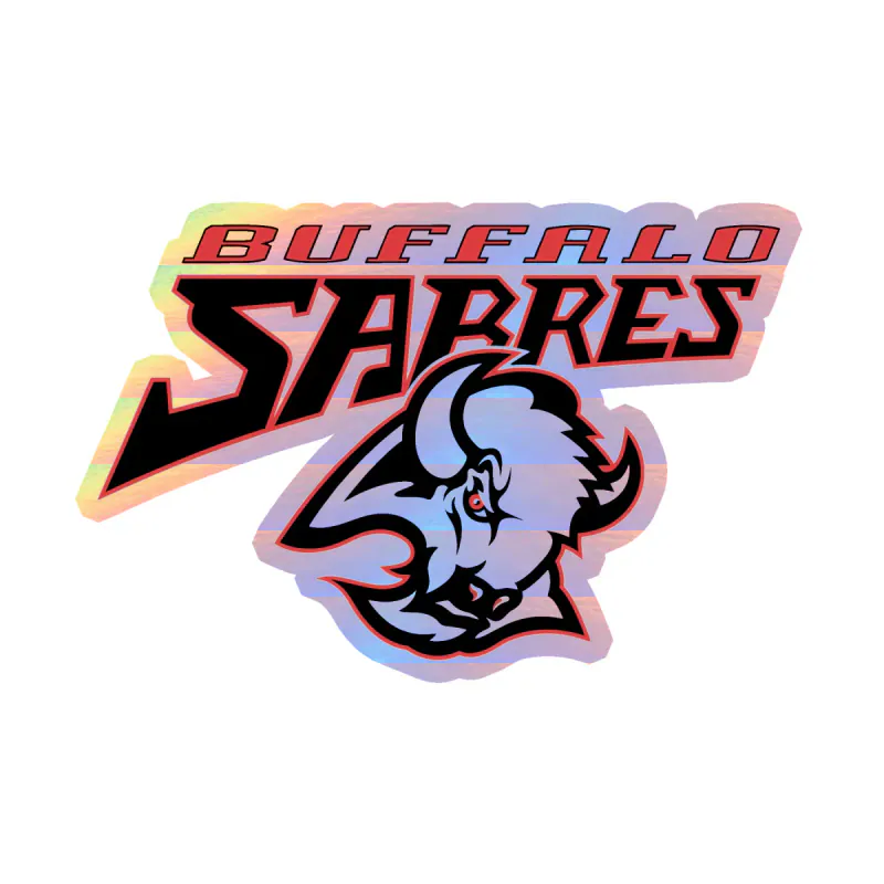 Buffalo Sabres - Retro Buffalo With Name - Holographic Vinyl Sticker - Custom Size