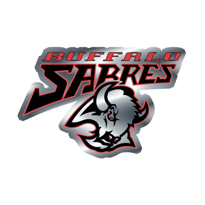 Buffalo Sabres - Retro Buffalo With Name - Silver Chrome Vinyl Sticker - Custom Size