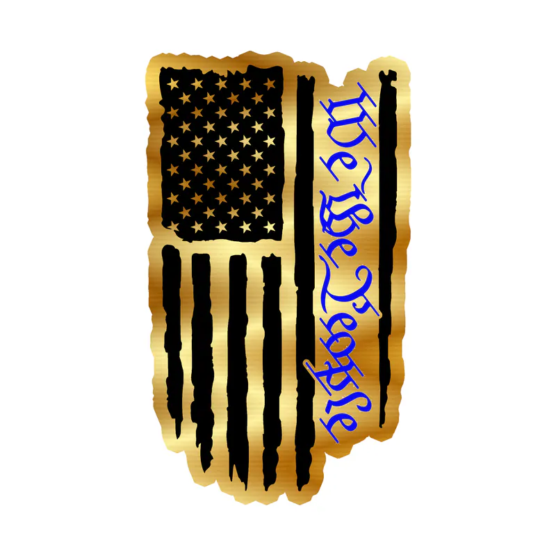 We the People American Flag - Gold Chrome Vinyl Decal - custom size