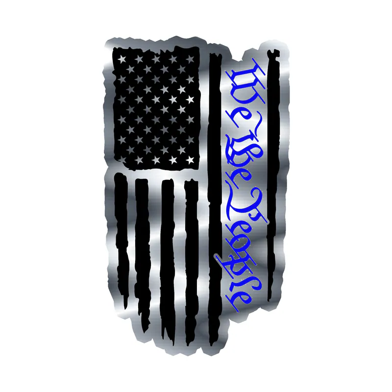 We the People American Flag - Silver Chrome Vinyl Decal - custom size