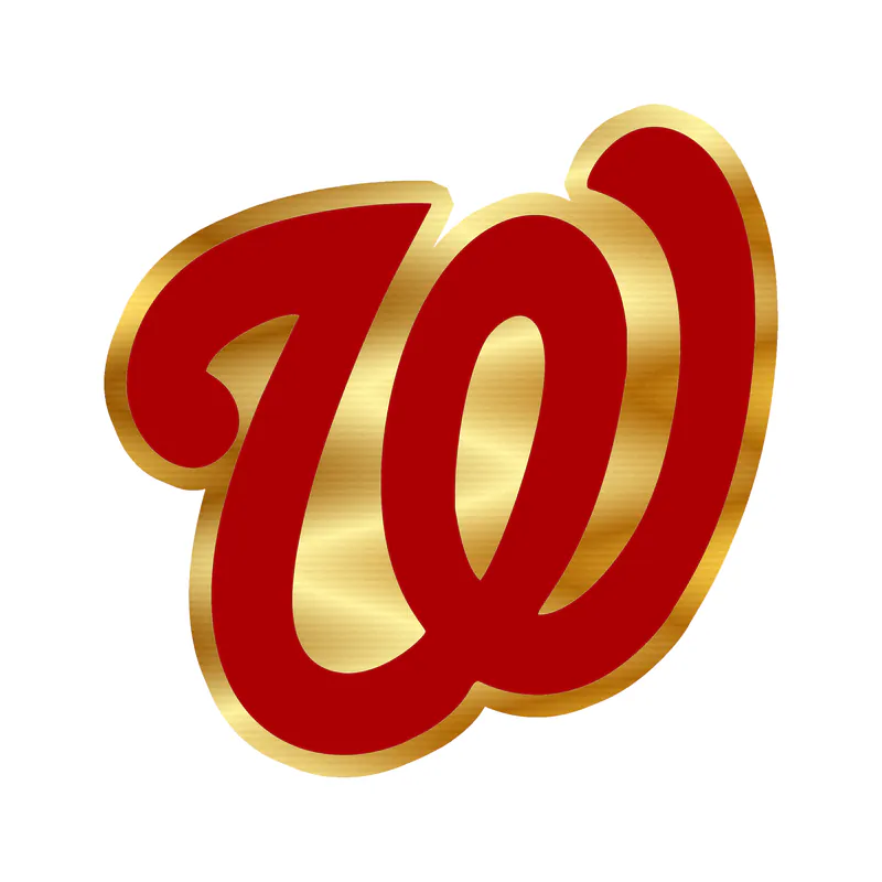 Washington Nationals - Red W - Gold Chrome Vinyl Sticker - Custom Size