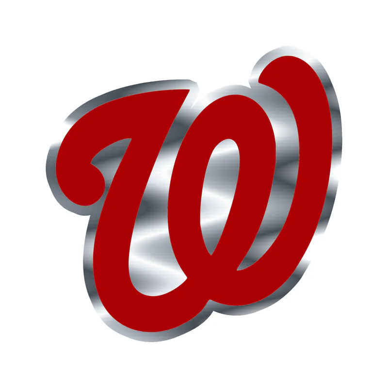Washington Nationals - Red W - Silver Chrome Vinyl Sticker - Custom Size