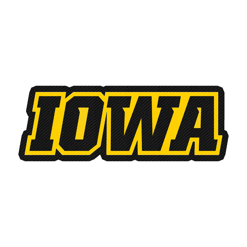 Iowa Hawkeyes - Black Iowa - Carbon Fiber Vinyl Decal - Custom Size