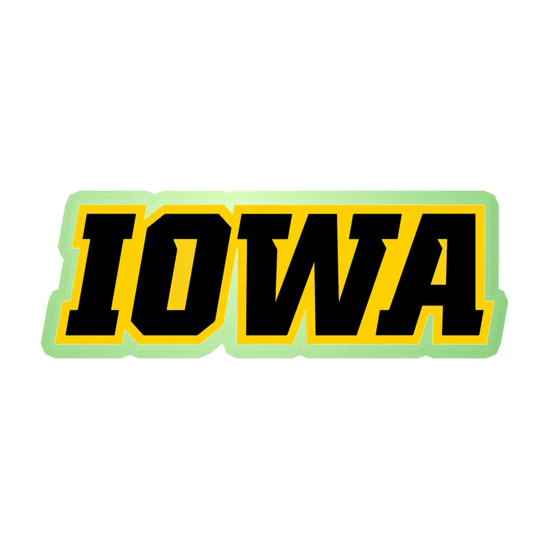 Iowa Hawkeyes - Black Iowa - Glow in the Dark Vinyl Decal - Custom Size