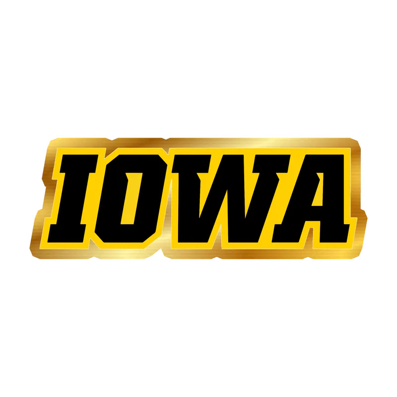 Iowa Hawkeyes - Black Iowa - Gold Chrome Vinyl Decal - Custom Size