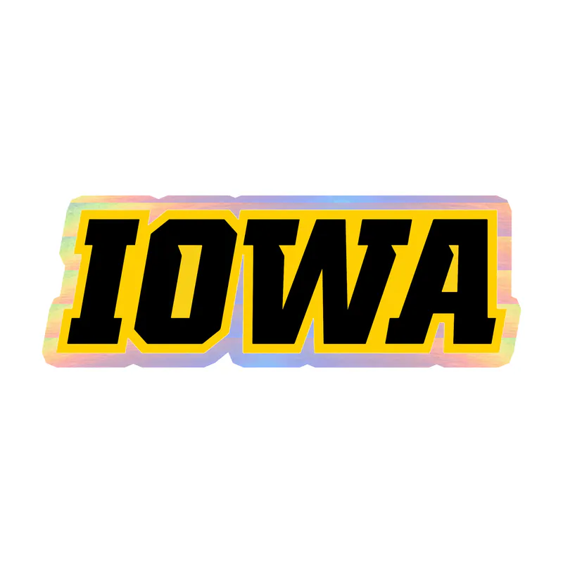 Iowa Hawkeyes - Black Iowa - Holographic Vinyl Decal - Custom Size