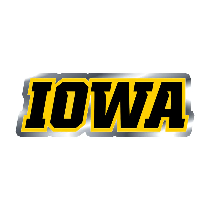 Iowa Hawkeyes - Black Iowa - Silver Chrome Vinyl Decal - Custom Size