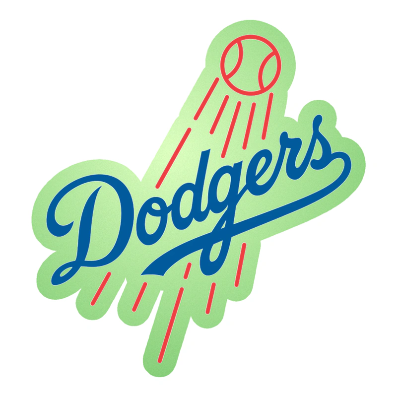 Los Angeles Dodgers - Dodgers With Baseball - Glow in the Dark Vinyl Sticker - Custom Size
