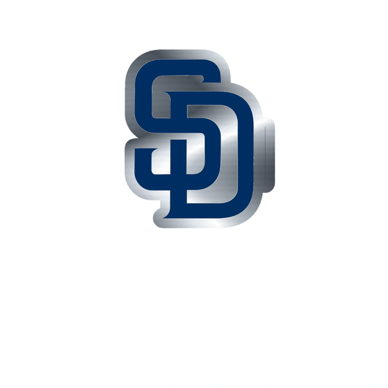 San Diego Padres - Blue SD - Silver Chrome Vinyl Sticker - Custom Size