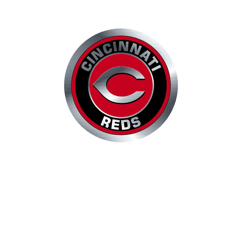 Cincinnati Reds- Black and Red Circle - Silver Chrome Vinyl Sticker - Custom Size