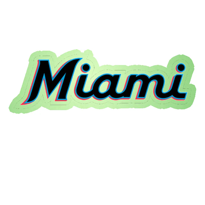 Miami Marlins - Black Miami - Glow in the Dark Vinyl Sticker - Custom Size