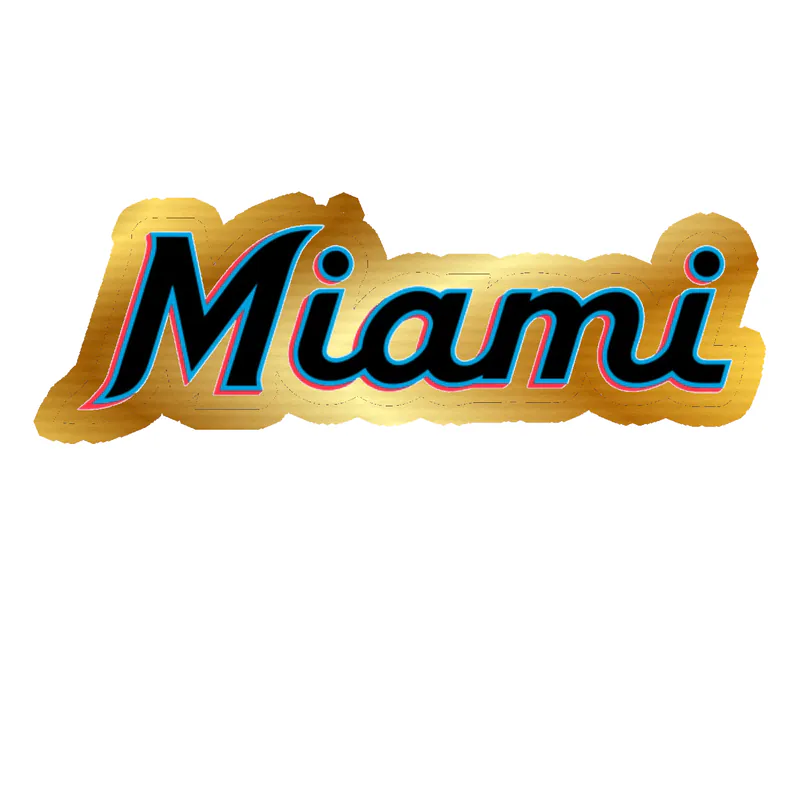 Miami Marlins - Black Miami - Gold Chrome Vinyl Sticker - Custom Size