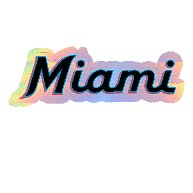 Miami Marlins - Black Miami - Holographic Vinyl Sticker - Custom Size