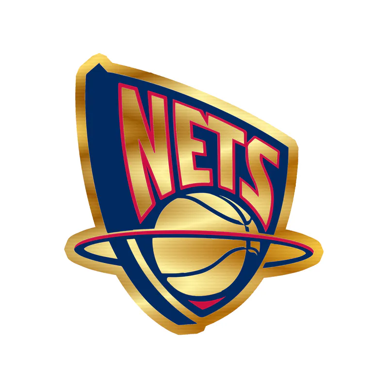 Brooklyn Nets - Basketball Hoop With Nets - Image 2 - Gold Chrome Vinyl Sticker - Custom Size