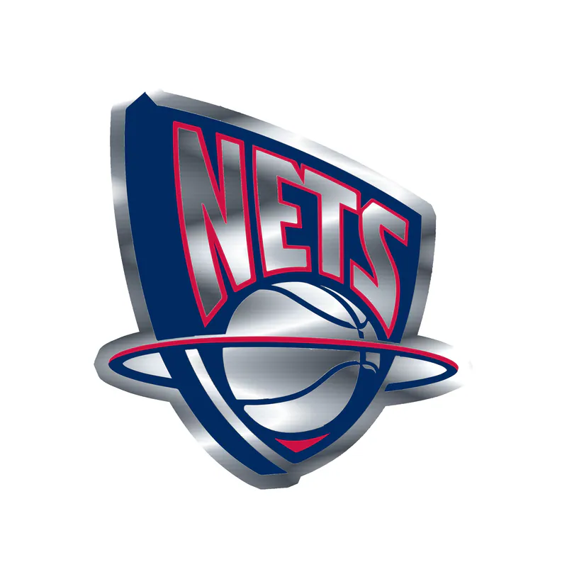 Brooklyn Nets - Basketball Hoop With Nets - Image 2 - Silver Chrome Vinyl Sticker - Custom Size