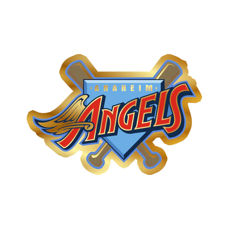 Los Angeles Angels - Plate With Baseball Bat And Wings Gold Chrome Vinyl Sticker - Custom Size