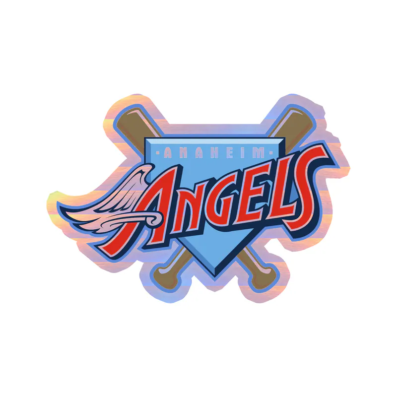 Los Angeles Angels - Plate With Baseball Bat And Wings Holographic Vinyl Sticker - Custom Size