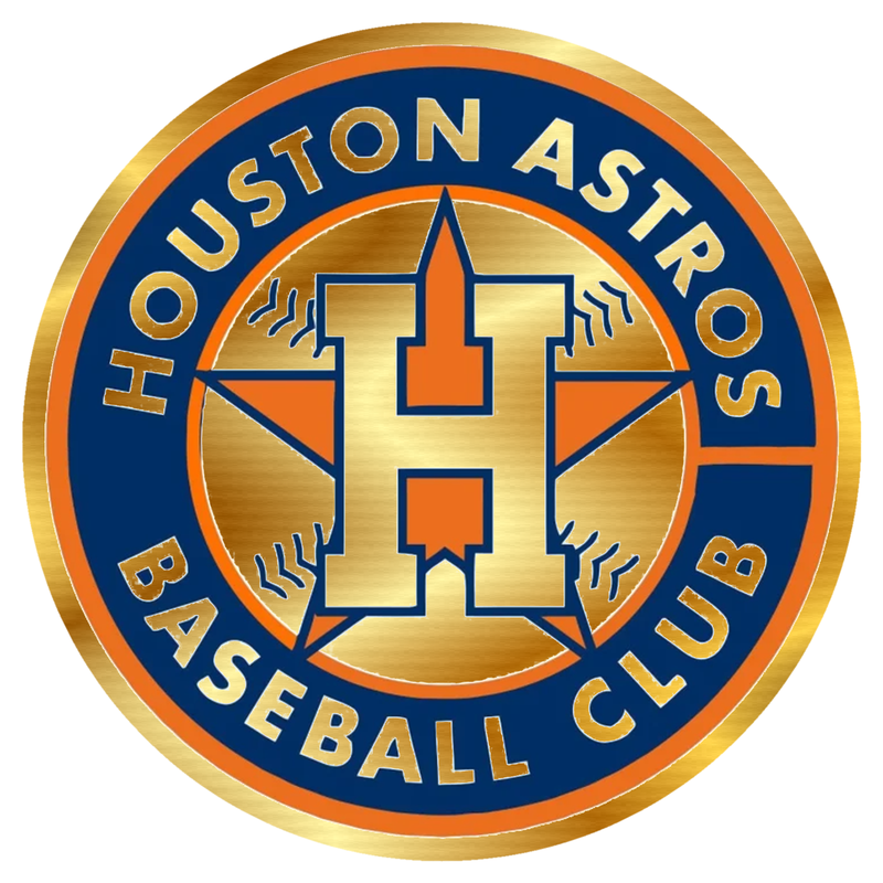 Houston Astros - Circle With Baseball Club - Gold Chrome Vinyl Sticker - Custom Size