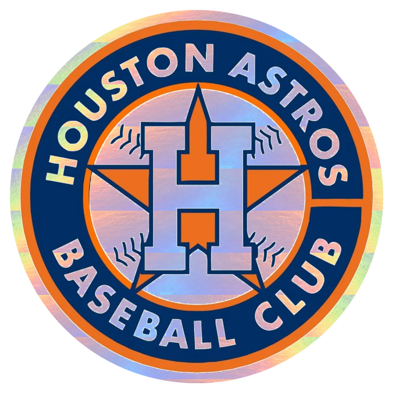 Houston Astros - Circle With Baseball Club - Holographic Vinyl Sticker - Custom Size