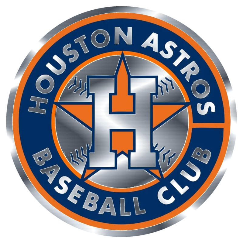 Houston Astros - Circle With Baseball Club - Silver Chrome Vinyl Sticker - Custom Size