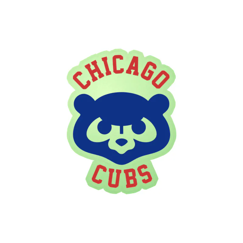 Chicago Cubs - Cub Head With Name - Glow in the Dark Vinyl Sticker - Custom Size
