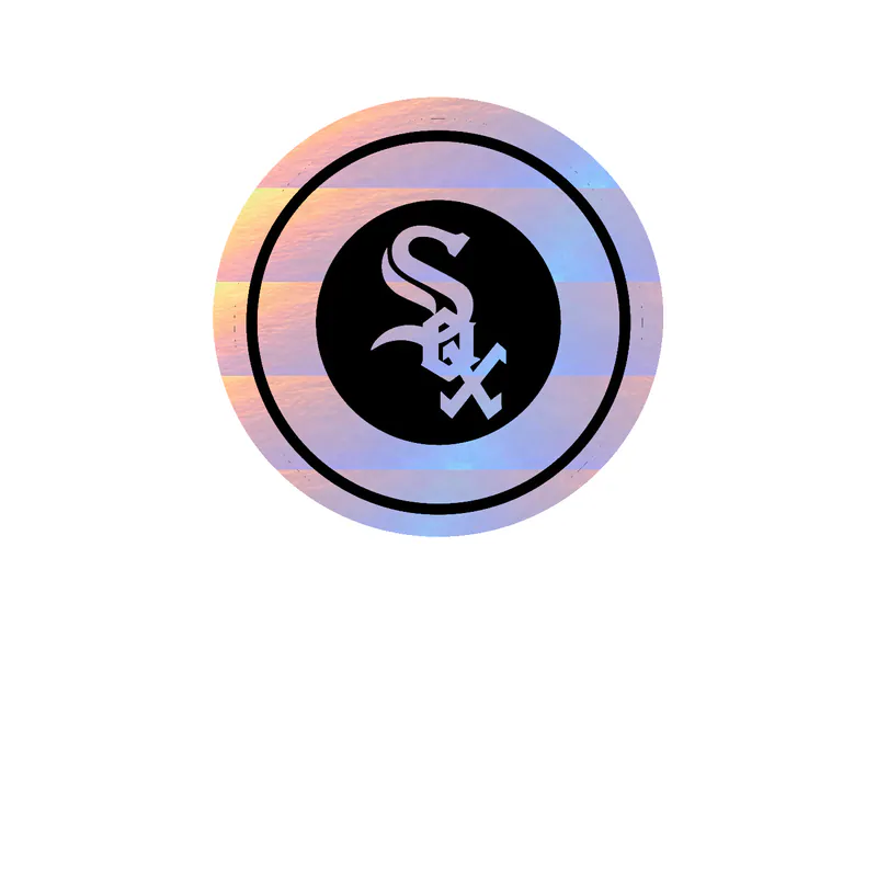 Chicago White Sox - Gray Circle With White Words - Holographic Vinyl Sticker - Custom Size