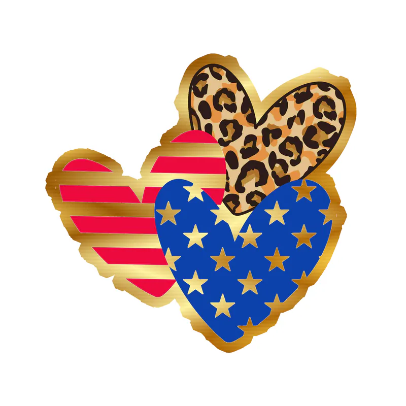 Hearts - Gold Chrome Vinyl Decal