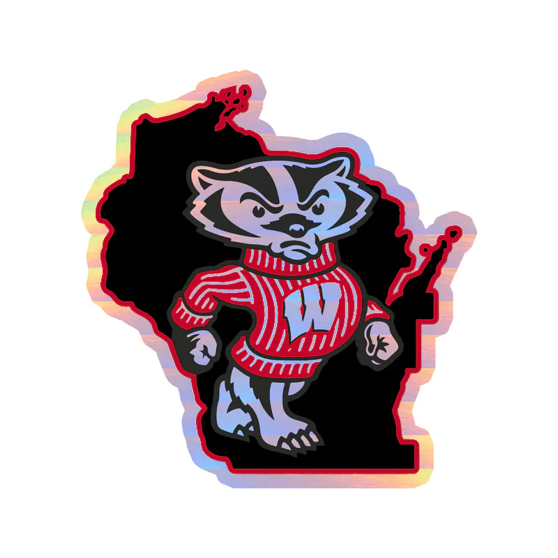Wisconsin Badgers - Image 1 - Holographic Vinyl Decal - Custom Size