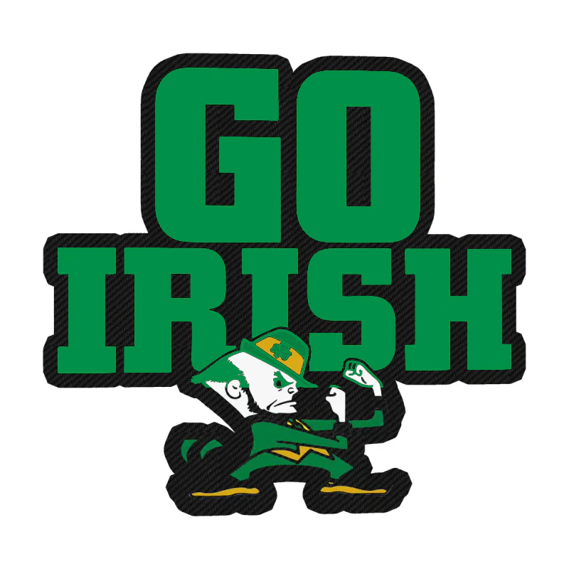 Notre Dame - Go Irish - Carbon Fiber Vinyl Sticker - Custom Size