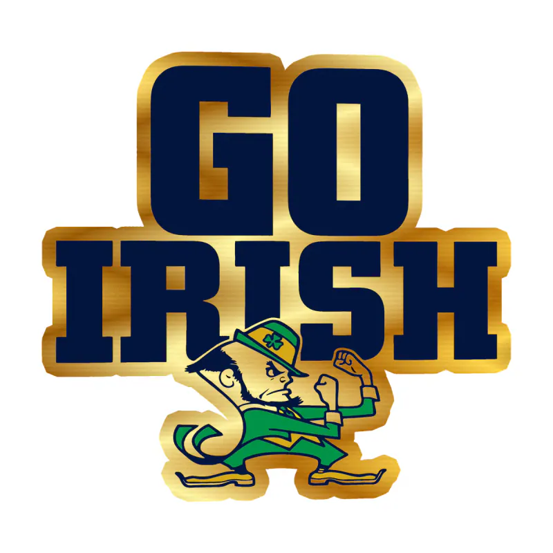 Notre Dame - Go Irish - Gold Chrome Vinyl Sticker - Custom Size