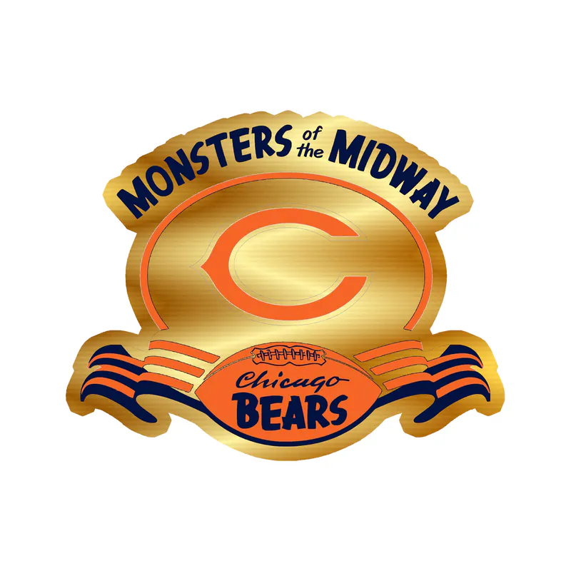 Chicago Bears - Monster Of The Midway - Gold Chrome Vinyl Sticker - Custom Size