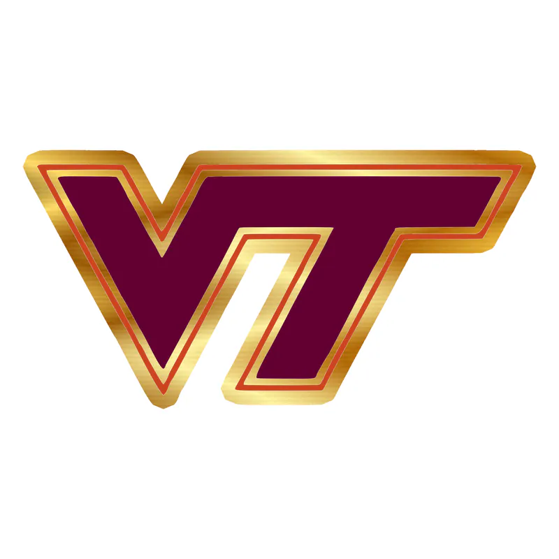 Virginia Tech Hokies - Image 1 - Gold Chrome Vinyl Decal - Custom Size