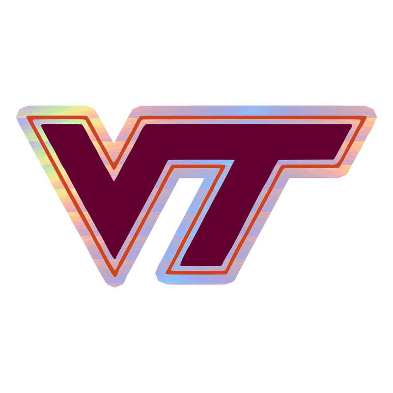 Virginia Tech Hokies - Image 1 - Holographic Vinyl Decal - Custom Size
