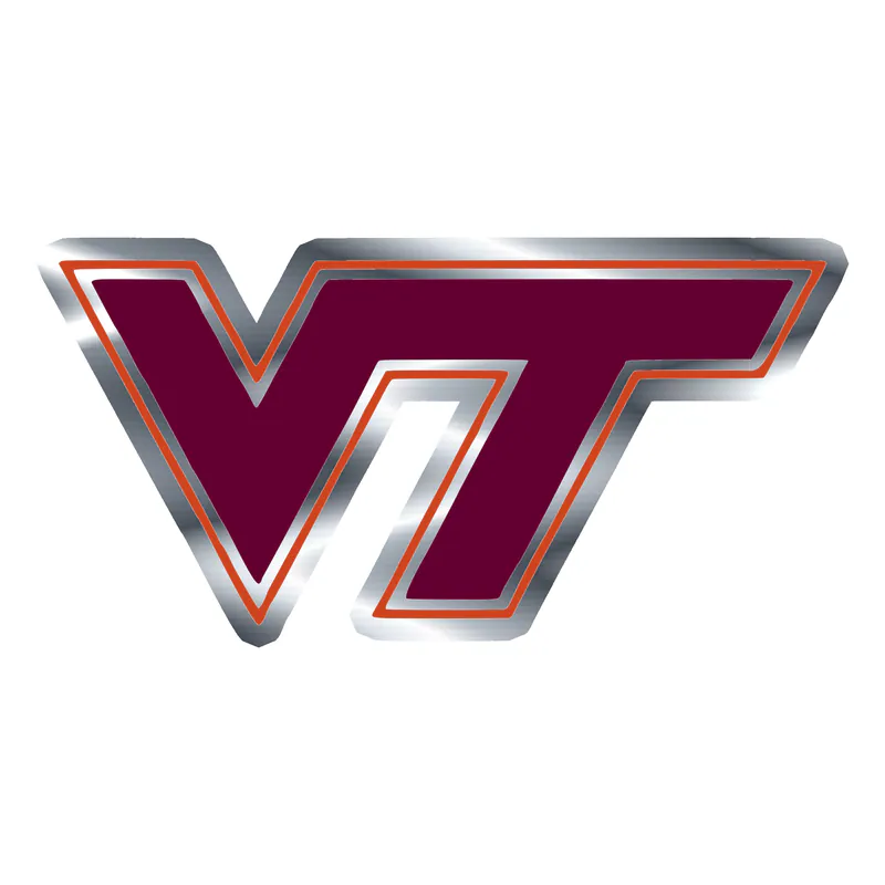 Virginia Tech Hokies - Image 1 - Silver Chrome Vinyl Decal - Custom Size