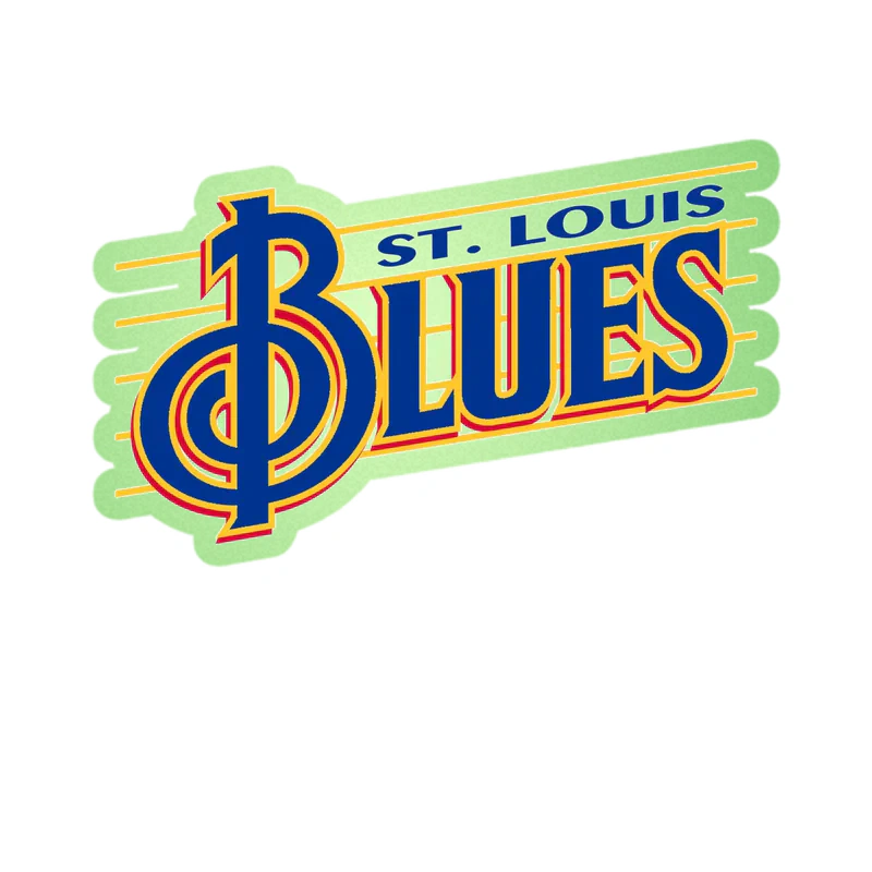 St Louis Blues - Name With Lines - Glow in the Dark Vinyl Sticker - Custom Size